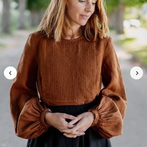 Son de Flor Scarlet blouse in Warm Brown